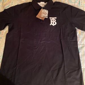 BRAND NEW 🌟 BURBERRY BLACK TB MOTIF POLO SHIRT!! Size XL